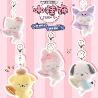 Cartoon Melody Kuromi Plush Toys Keychain Girls Pompom Purin Pendant Keychain Children Cute Cinnamoroll Stuffed Toys Boys Gifts