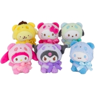12Cm Kawaii Plush Toys Sanrio Kuromi Cinnamoroll Cute Kawaii Backpack Decor Keychain Panda Doll Toys for Children Christmas Gift