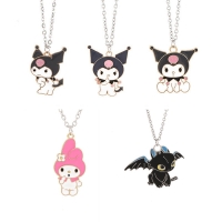 Kawaii Sanrio Plush My Melody Kuromi Devil Alloy Necklace Cartoon Pendants Jewelry Cute Jewelry Gift for Girl Women Toy Birthday