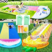 Fun Lawn Slides Water Slip Boogie Boards Sprinklers Inflatable Backyard Outdoor Outside Surf Swimming Pool Kids Summer Toys Game