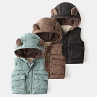 Baby Boys Winter Vest Fashion Girls Clothing 2022 Sleeveless Bear Coats With Hooded Warm Children Clothes 2-6 Years Old Infants