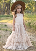 Princess Girls Lace Cotton Long Dresses Baby Kids Flower Girl Wedding Birthday Party Vestidos Children Clothing For 3-15 Years