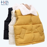 Humor Bear Children Vest  New Autumn  Winter Sleeveless V-Neck Solid  Casual Vest Baby Velvet Warm Kids Coat