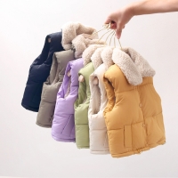 Winter Wool Kids Boys Infant Girl Clothing Toddler Thicken Solid Color Turn-down Collar Down Vest For 1-8 Y Kids Girls Clothes