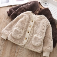 2022 Fall Winter Korean Boys Clothes For Girls Cardigan Granular Velvet  Loose Lamb Velvet Warm Children's Jacket Coat For Girls