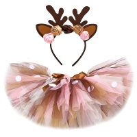 Baby Girls Deer Tutu Skirt Outfit for Kids Christmas Reindeer Costume Toddler Girl New Year Clothes Child Birthday Tutus 0-14Y