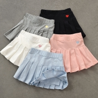Girls Pleated Skirts Children's Cotton Bottoming Princess Anti-glare Safety Pants Kids School Students Casual Skirt