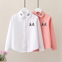 Girls Students Shirts For Children School Uniforms Long Sleeve Toddlers Girls White Blouses Spring Autumn Bow Baby Clothes Tops