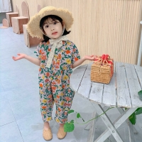 Girls Jumpsuit Clothing 2020 Summer Floral Girls Overalls Jumpsuit Casual Japanes & Korean Girls Palysuit Baby Kids Clothes