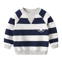 2021 Spring Autumn Fashion 2 3 4 5 6 7 8 9 10 Years Long Sleeve Striped Print Pullover Handsome Sweatshirt For Kids Baby Boy