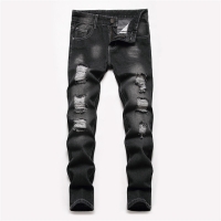 Boys' Straight-leg Ripped Jeans Children Washed Distressed Stretch Denim Trousers Big Kids Casual Pants 5-16y