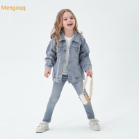 fashion girls full sleeve Single-breasted packet letter cartoon Smiley denim coat jacket toddler kids baby girl clothes 0-6Y