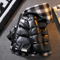 2022 new baby boys down jacket for autumn winter Outerwear plaid kid Boy hooded coat Children's clothes 4 6 8 10 12 years