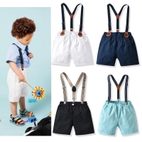 Boys Shorts Cotton Summer Shorts For Baby Boy Overalls White Black Gentleman Toddler Shorts Pants Casual Kids Dungarees