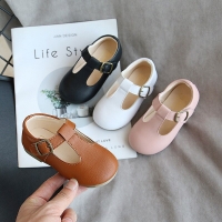 Kids Shoes Baby T Strap Leather Shoes For Girls Boys Non-slip Toddlers 2022 Spring Autumn Children Buckle Strap Flats
