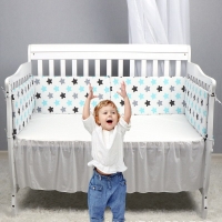 3pcs Baby Crib Bed Bumper Printed Long Cotton Newborn Bedding Set For Boy Girl Baby Infant Bedside Protector Room Decor 30*130cm