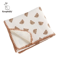 Kangobaby #My Soft Life# Spring Summer 4 Layers Muslin Cotton Newborn Blanket Breathable Baby Swaddle Cute Cool Infant Quilt
