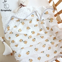Kangobaby #My Soft Life# Autumn Crebe Muslin Cotton Bubble Fleece Baby Soothing Swaddle Blanket Newborn Bath Towel Infant Quilt
