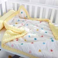 AB Side Baby Air Conditioner Quilt Cotton With Minky Dot Comfort Fabric Newborn Baby Summer Cool Duvet Cover Bean Velvet Blanket