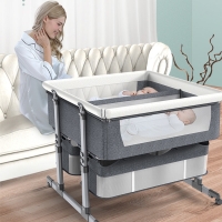 Twins portable removable crib foldable height adjustment stitching big bed baby cradle bed bb bed