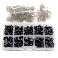100x 10mm Black Safety Eyes for Plush Dolls and Amigurumi - Includes 6mm, 8mm, and 12mm Sizes, Perfect for DIY Animal Toys