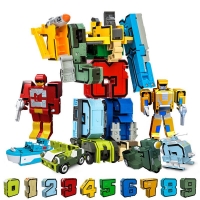 7PCS Assembling Building Blocks Educational Toys Action Figure Transformation Number Robot Deformation Robot Toy for Children