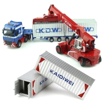 Alloy Diecast 1:50 Low Bed Transporter Container /Reach Stacker /Front Trolley Truck Rubber Tire Vehicles Model Kids Gift Toys