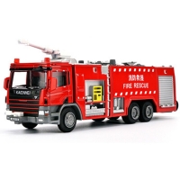 Toys Water Fire Engine Truck Alloy Diecast 1:50 Model Top Water Cannon Rotatable 360 Degree Rotate Fire Rescue Children Toys