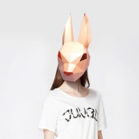 3D Paper Mask Fashion Bunny  Rabbit Animal Costume Cosplay DIY Paper Craft Model Mask Christmas Halloween Prom Party Gift