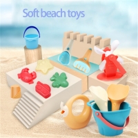 7Pcs Kids Outdoor toys Soft Rubber Beach Game Toys Set Shovels Rake Hourglass Bucket Animals Playset Role Play Toy Summer Hot