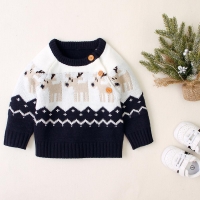 Babies Winter Sweaters For Baby Girl Casual O Neck Long Sleeve Toddler Boy Knitwear Top Christmas Reindeer Knitted Kids Pullover