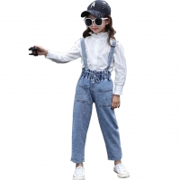 Big Girls Denim Overalls Autumn Jeans For Girls Clothing Pants Casual Teenage Children Wear Rompers Jumpsuits 6 8 10 12 14