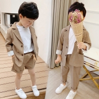 England Style Birthday Party Girl Weddings Kid Khaki Blazer School Suit for Boy Costume Toddler Set Formal Wear Children Clothes