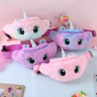 Children's Fanny Pack Cute Unicorn  Plush Toys Belt Gradient Color Chest Bag Cartoon Coin Purse Travel Chest Bag Girls Waist Bag