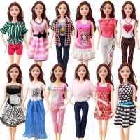 5 set Handmade Fashion Outfit Daily Casual Wear Blouse Shirt Vest Bottom Pants Skirt Clothes For Barbie Doll Accessories Toy