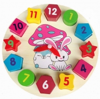 Montessori Teaching Aids Wooden Children's Early Education Digital Rabbit Clock Shape Clock