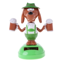 Solar Powered Dancing Bobble Head Beer Dog Educational Toy Car Ornament Toy Kids