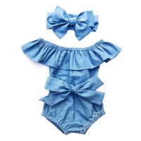 Newborn Kids Baby Girls Front Bowknot Bodysuit Romper Jumpsuit Outfits Set 0-24M Cotton Romper Summer  Front Bowknot Bodysuit