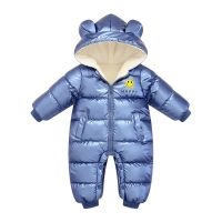 Winter Velvet Overalls for Infants - Hooded Snowsuit Coat for Boys and Girls - Warm and Thick Jumpsuit for Newborns