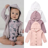 Autumn Infant Baby Girl Clothes Long Sleeve Knitted Hoodie Coat Ribbed Knitted Jackets Outwear Tops