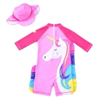 1-7Y Kids Swimwear for Girls Unicorn Swimsuits Long Sleeve Rainbow Infant Bathing Suit Korean Fashion One-Piece Swimming Outfits