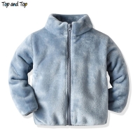 Top and Top Autumn Winter Cute Baby Kids Boys Girls Fannel Jacket Coat Toddler Zipper Plush Casual Outerwear Snowsuit Bebes