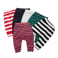Elastic Waist Baby Pants Cotton Baby Boy Clothes Striped Loose Newborn Girl Pants Summer Infant Girls Leggings 6-24 Months