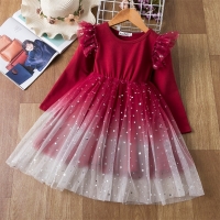 Girls Princess Dress 2022 New Autumn Casual Clothes Girl Flower Long Sleeve Design Costume Kid Birthday Party Dress For 3-8 Year