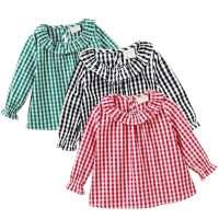 Plaid Cotton Baby Girl Blouse with Peter Pan Collar (1-5Y)
