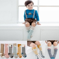 Baby Tube SocksNon-Slip Long Socks Newborn Children Girl Boy Animal Fox Rabbit Cartoon Cotton Pattern Ordinary Socks Unisex knee