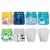 [simfamily]Baby Diaper set Reusable Washable Cloth Diaper Cover Adjustable Eco-friendly Nappy 3-15kg baby