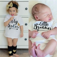 Family Matching Outfits Brother Sister Summer Tshirt Baby Boys Romper Little Boy Bodysuit Big Sister T-shirt Summer Kid Top Tees