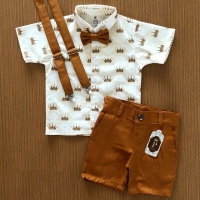 2022 New Kids Boys Summer Clothes Sets Baby Gentleman Suits Lapel T-shirt Tops + Short Pants 2Pcs Outfits Boys Clothing 0-6Y