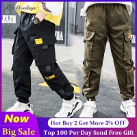 Newest Spring Brand Pants For Kids Boys Pants Cotton Solid Cargo Pants Teenage Boy Multi-Pocket Trousers Casual Streetwear 4-15Y